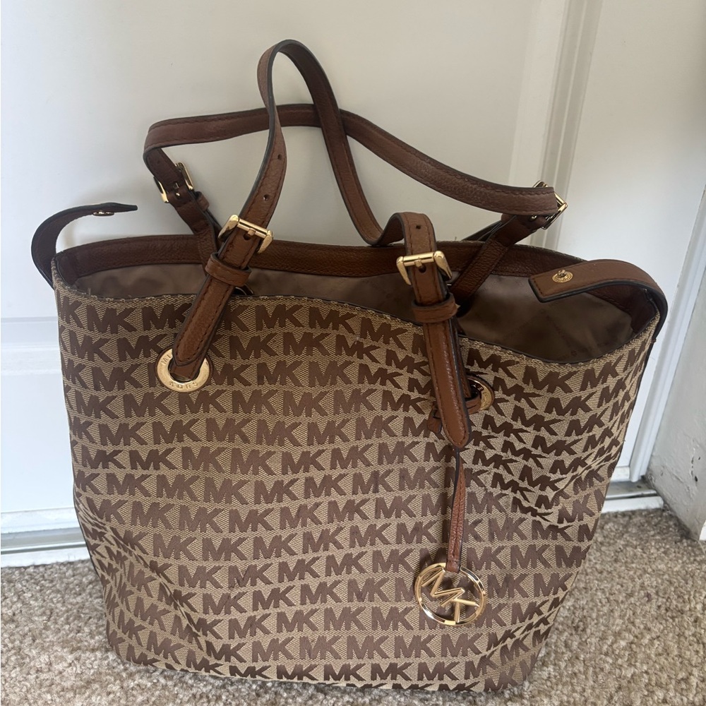 Michael Kors Tan and Brown Logo Tote